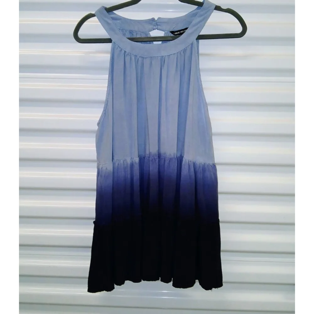 Women's UNIQUE SPECTRUM Blue Navy Ombre Tank Top 2X - Picture 1 of 7
